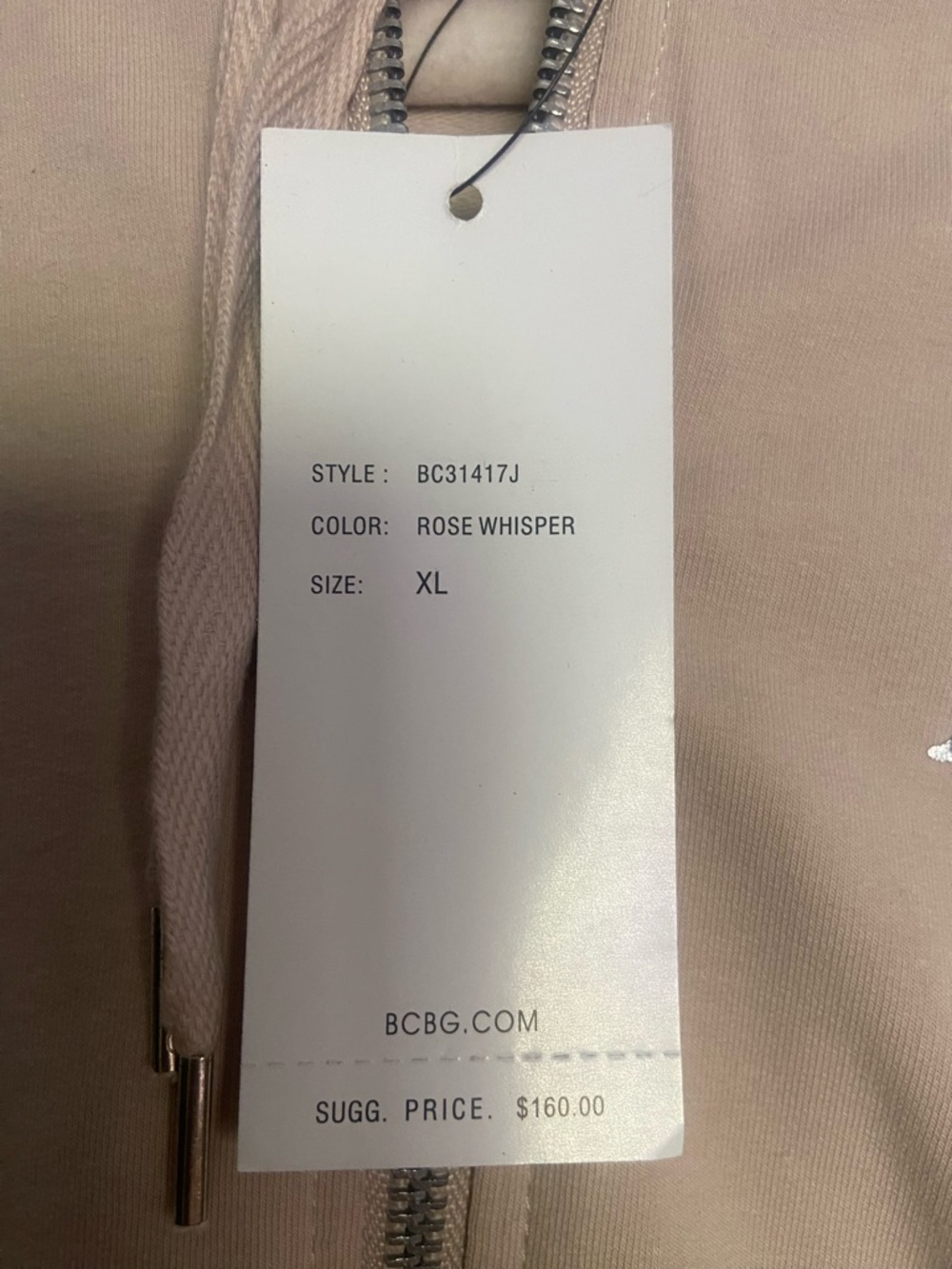 ✌️BCBGMaxAzria Beige Zip-Up Hoodie/Pants with Silver Logos/Hardware - Picture 13 of 15